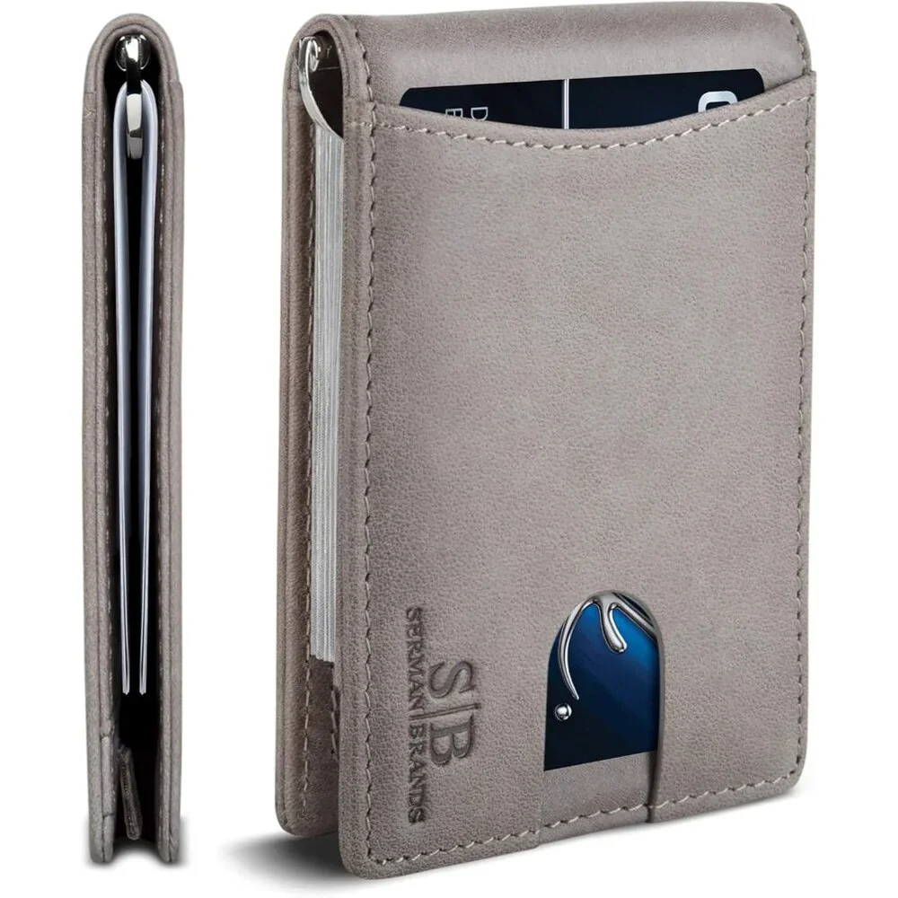 RFID Blocking Slim Bifold Genuine Leather Minimalist Front Pocket Wallet for Men